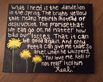 The Hunger Games "Mockingjay" Dandelion Quote Painting 8x10