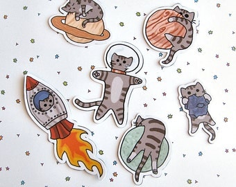 Cute Cat Magnet Set, Refrigerator Magnets, Cubicle Decor, Space Kitty, Cat Magnet, Fridge Magnet Cute Kitty Magnet, Funny Cat Magnets