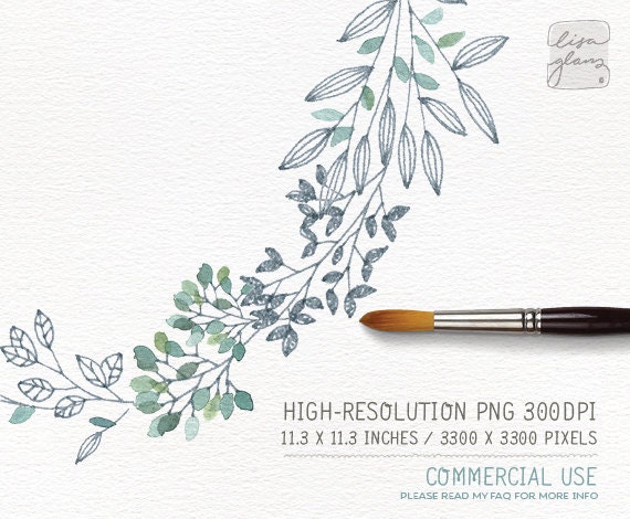 Watercolor wreath: PNG floral wreath clipart by LisaGlanzGraphics