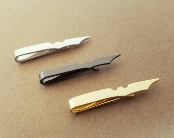 Batman Tie Clip, Skinny Tie Bar, Slim Tie Bar, Superhero Tie Clip, Gunmetal tie clip, Tie clip for skinny ties, 3 colors to choose