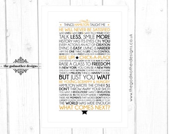 HAMILTON - Broadway Musical Quotes Lyrics Typographic Print - **Digital File Only**