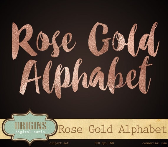 alphabet printable sticker Foil CLIP Gold Letters Alphabet Rose Gold Art ART Clip Rose