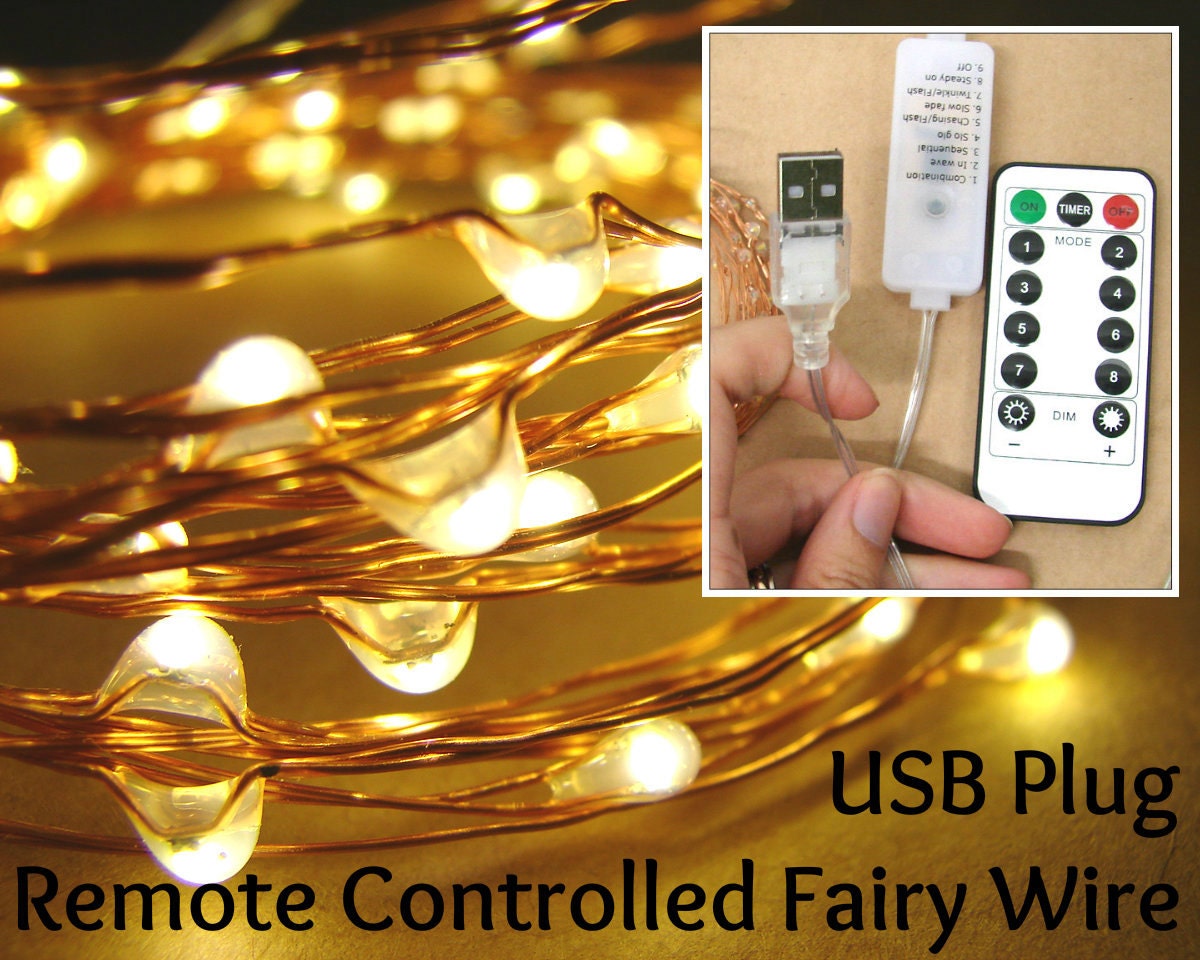 Plug In USB Remote Controlled Fairy Wire 16.5 feet Long