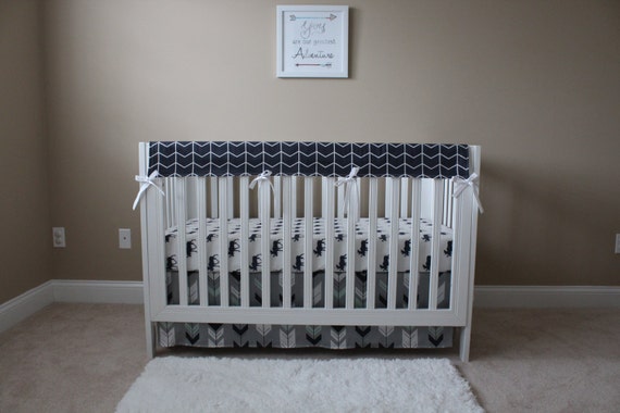 Navy Mint Arrow Crib Skirt// Modern Arrow Crib by ...