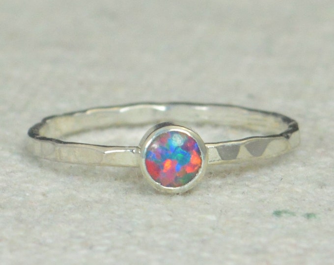 Grab 4 - Small Opal Rings, Opal Ring, Opal Jewelry, Stacking Ring, October Birthstone Ring, Opal Ring, Mothers Ring