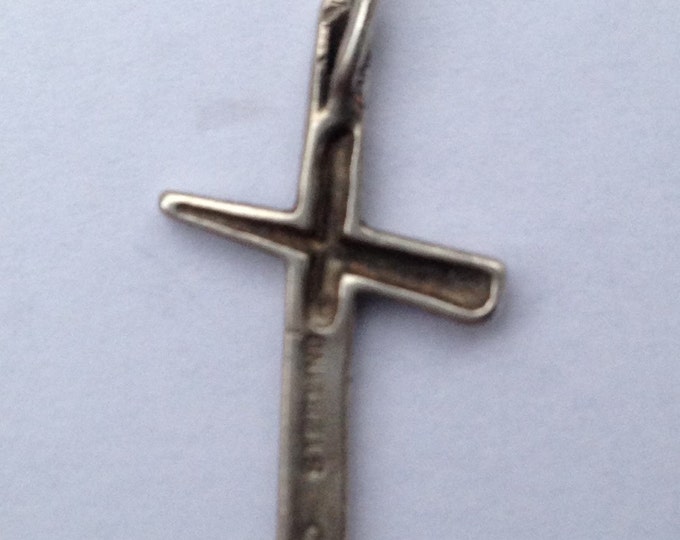 Storewide 25% Off SALE Vintage Sterling Silver Religious Textured Cross Pendant Featuring Elegant Highly Detailed Accents With Modern Day De