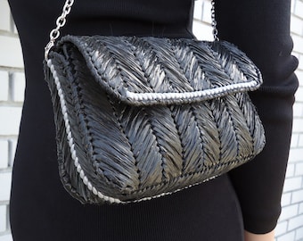 Black Clutch Bag, Summer Handbag, Rattan Bag, Women accessories, Female Bag, Handmade Bag, Must have bag, Gift for her.