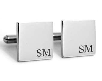 Stainless steel cuff links, engraved cufflinks, personalized metal cuff links, groom cuff links, custom initials