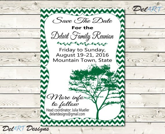 Family Reunion Save The Date or invitations Chevron