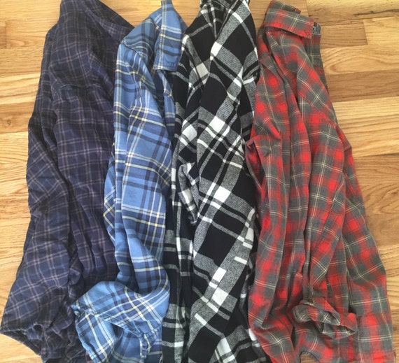 Distressed Flannel Shirts Plaid Shirt Grunge Flannel by BethJanx