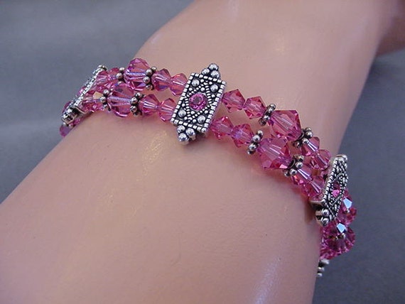 Pink Swarovski Crystal Bracelet Rose Swarovski By Magicclosetbling 4052