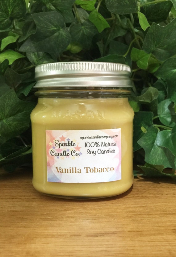 VANILLA TOBACCO Scented Candle Hand Poured Candle 8 oz soy