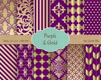 Purple and Gold Digital Paper: 