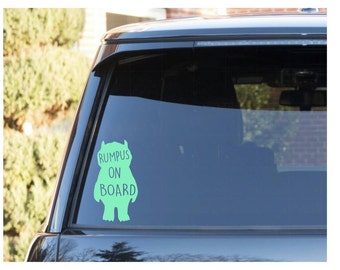 Baby on board| Rumpus on board decal| Rumpus decal| Where the Wild Things Are decal| Rumpus sticker| Baby On Board decals| car decals