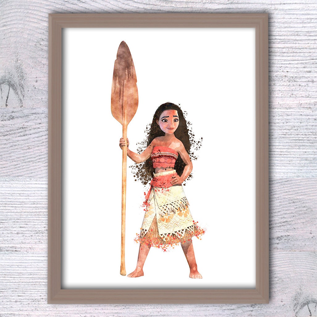 Disney princess Moana print Moana watercolor poster South
