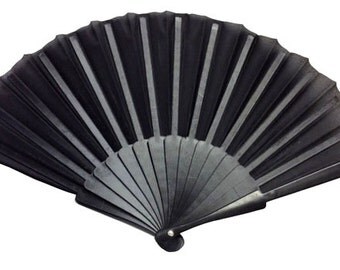 Decorative Folding Silk Hand Fan Black 9" -Item# : DFS090078 (Wedding Fans, Bridesmaid Gifts, Spanish Fan, Church Hand Fans, Bride Fan)