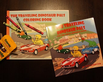 The Traveling Dinosaur Pals Children's Book and Coloring Book Set