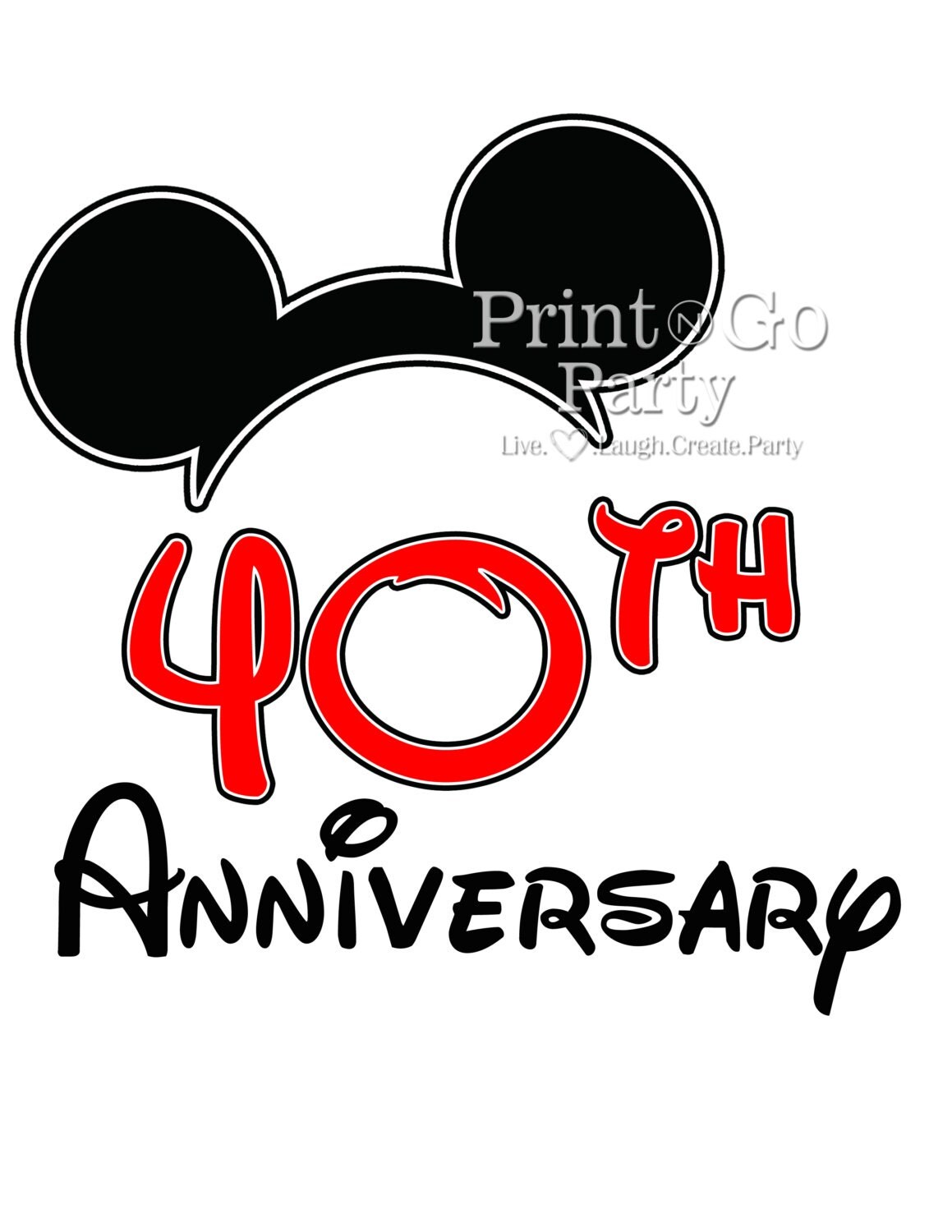 Disney Mickey 40th Anniversary Iron on by PrintAndGoParty on Etsy