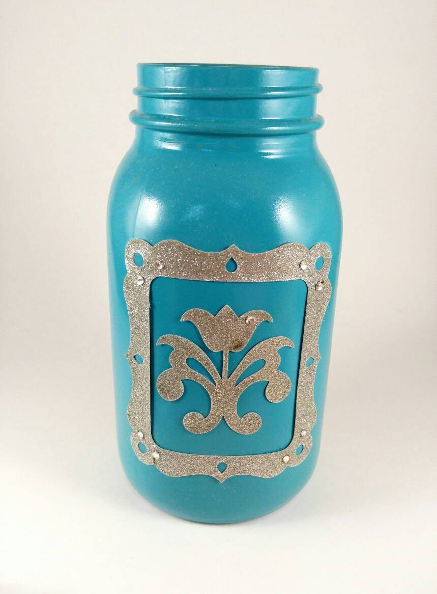 Mason jar vase hand painted by GaBackRoadDesigns on Etsy