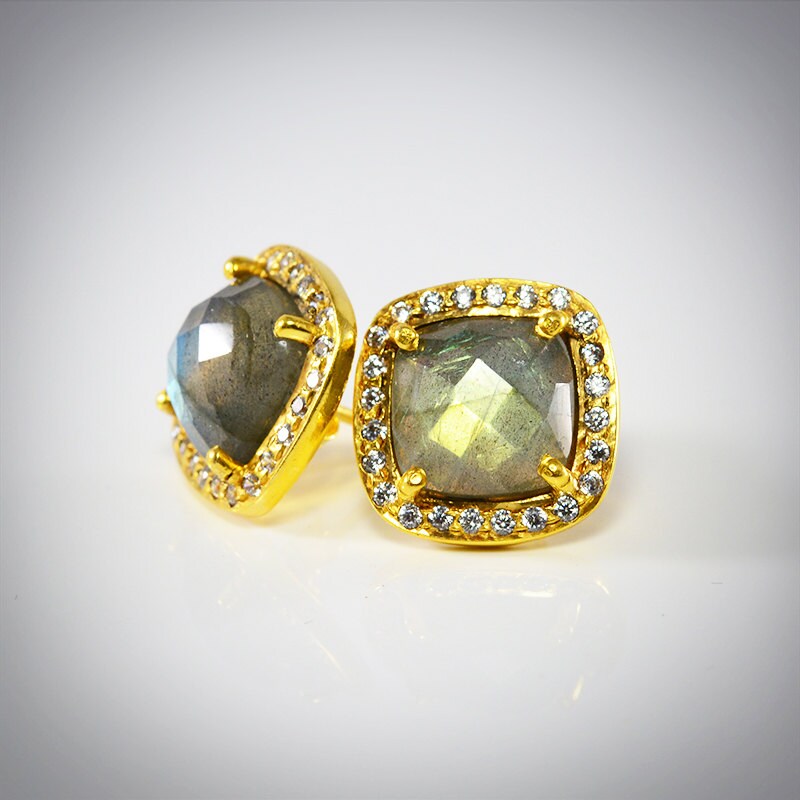 Labradorite Earrings Labradorite Stud Earrings by JewelietAve