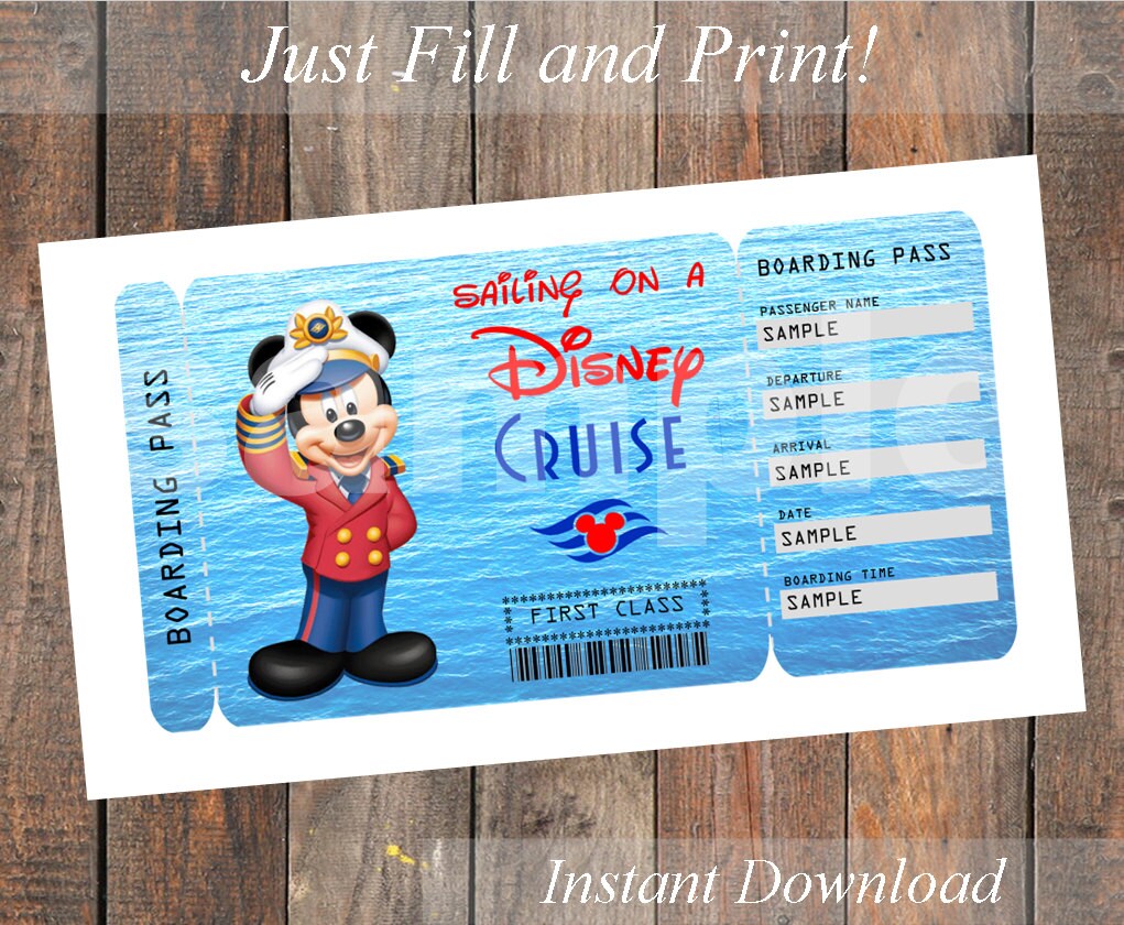 Printable Ticket For A Disney Cruise Captain By KirstensKreation
