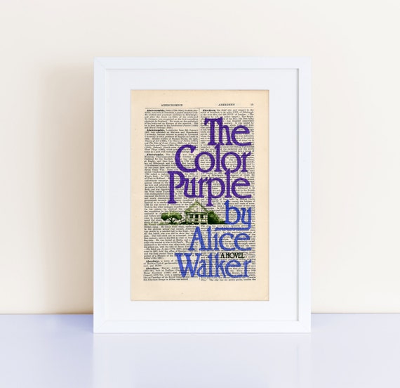 The Color Purple by Alice Walker Print on an antique page, book cover art