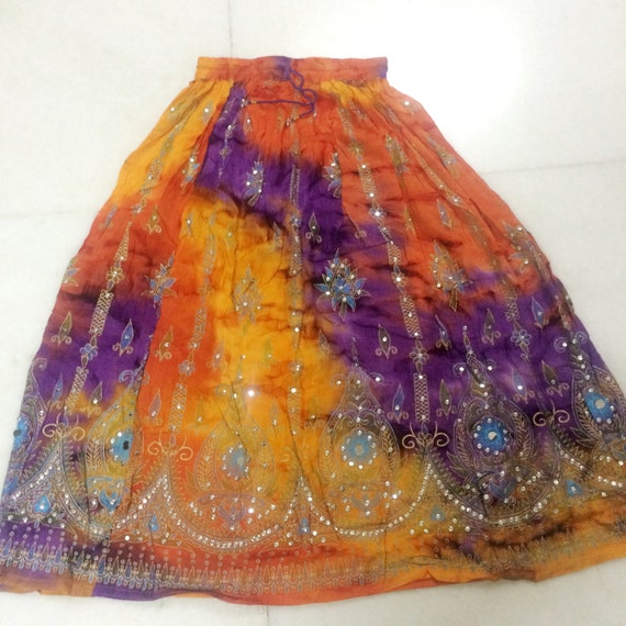 S1 Tie dye skirt, Embroidered skirt, Indian Skirt, Bollywood Skirt, Gypsy skirt, belly dance skirt, boho skirt
