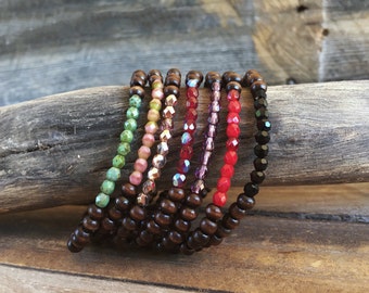 Beaded bracelet - wood bracelet - stacking bracelet - wood beaded bracelet - stacking bracelet - boho bracelet - summer bracelet