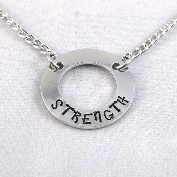 Strength Necklace Motivational Courage Necklace Hand Stamped