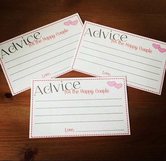 Bridal Shower Couple Advice Cards Printable by papersAndplenty