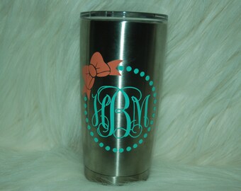 Yeti Decal-Monogrammed Yeti Decal-Monogram for Girls-Vinyl Sticker for Yeti-DECAL ONLY
