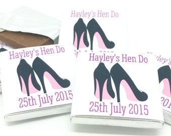 Personalised Chocolate Hen Party Favor, Stilletoe, Personalized Chocolate, Wedding Favor, Bachelorette favors, Hen Do favours, Hen Night