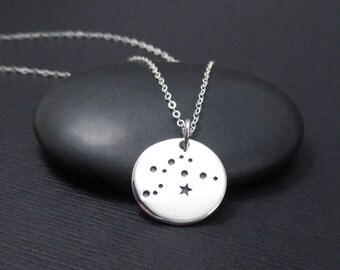Aquarius Constellation Necklace Sterling Silver Aquarius Constellation Charm Pendant, Zodiac Necklace, Zodiac Jewelry