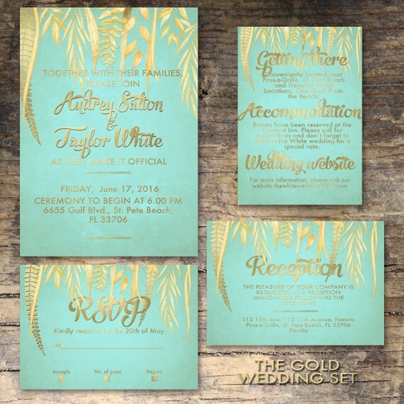 Mint And Gold Invitations 2