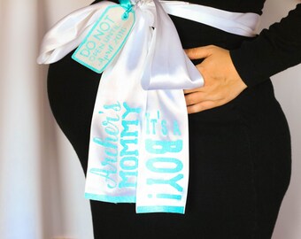 Maternity Sash Bow - Baby Shower Sash - Mommy To Be Sash - Personalized Baby Shower Sash - Mom To Be Sash - Pregnancy Sash - Baby Boy Sash