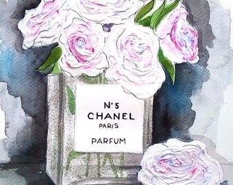 ORIGINAL fashion illustration-Chanel vase