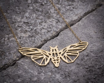 Moth necklace, butterfly necklace, animal necklace, gold necklace, geometric necklace, everyday necklace, unique necklace, gift for her