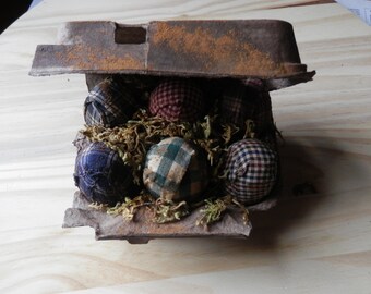 Prim fabric Easter Eggs Home decor Fabric Eggs Homespun Easter Eggs Decorative Eggs in Carton