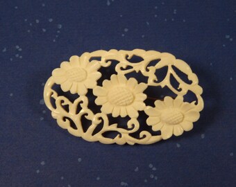 SALE! REDUCED PRICE! Carved Bone Flower Brooch