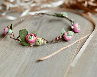 Bridal floral crown Wedding flower crown Boho flower crown Bridal hair wreath Bridal tiara Wedding hair wreath bridesmaid Gift Flower girl