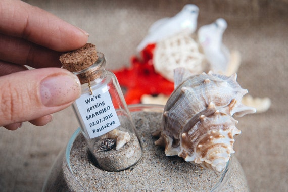 Beach Nautical wedding Invitation in a bottle