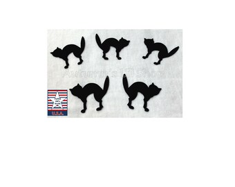 Halloween Die Cut, Cat Die Cut, Black Halloween Cat, Cupcake Topper, Scaredy Cat Cut Out, Halloween Confetti, Witches Cat Embellishment, 40