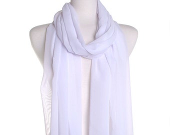 White chiffon scarf | Etsy