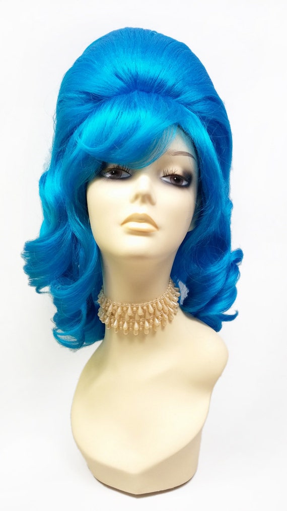 Blue Wavy Beehive Costume Wig. by ParamountWigs on Etsy