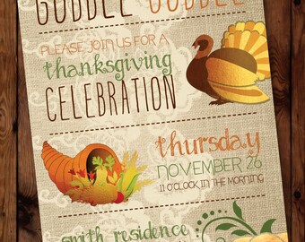 Thanksgiving Invitation, Autumn Invitation, Harvest Invitation