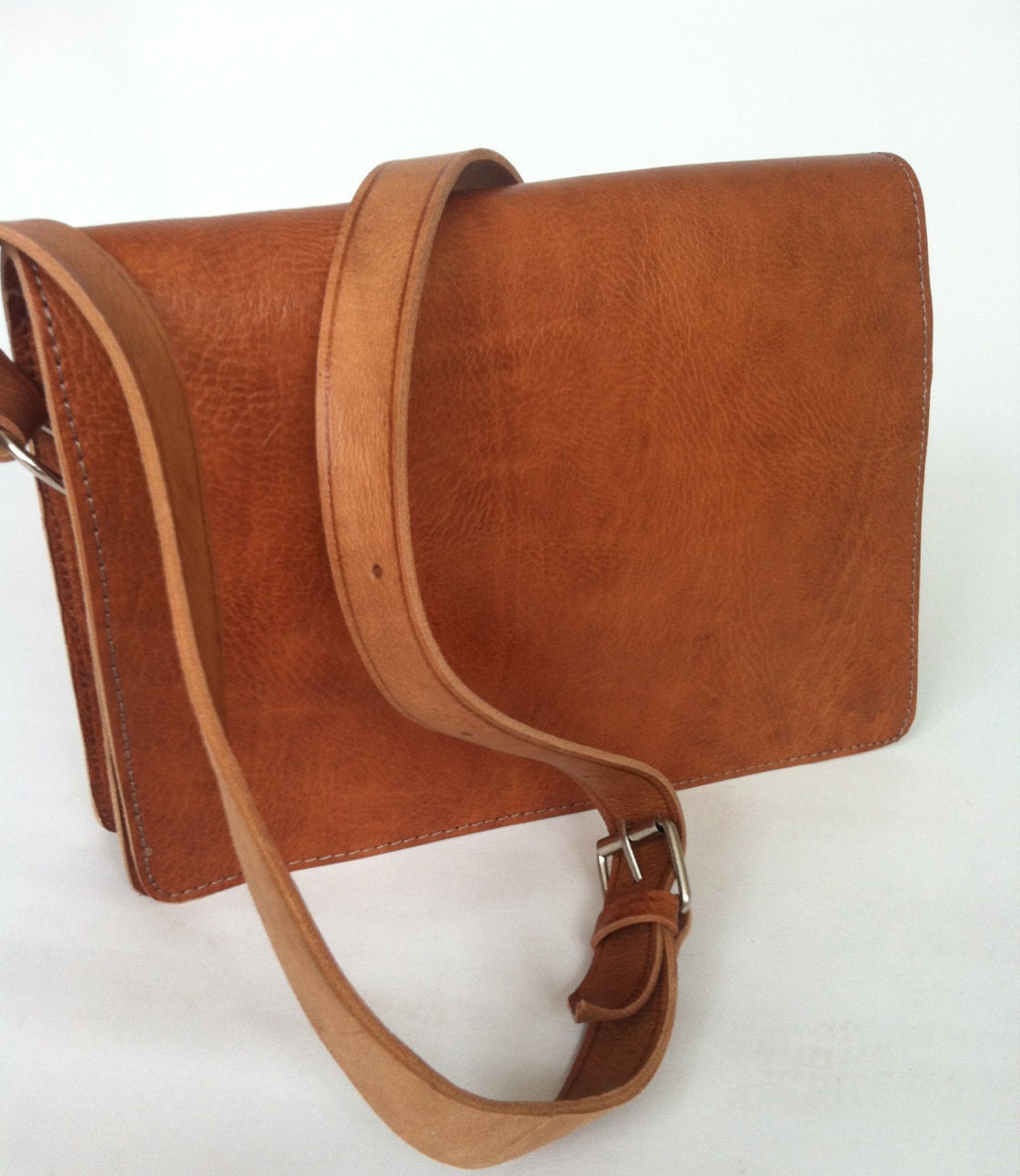 Moroccan Handcrafted Large Camel Brown leather Saddle Bag