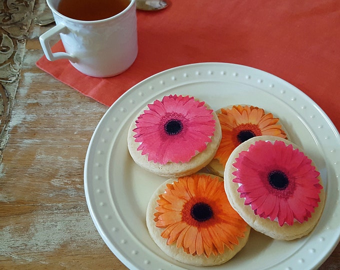 Edible Gerbera Daisy Cake, Cupcake & Cookie Toppers - Wafer Paper or Frosting Sheet