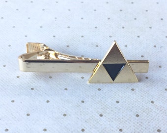 Legend of Zelda Triforce Link Tie Clip Bar Clasp Links in Gold