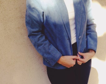 20% OFF 1960's Blue Suede Jacket / coat / vintage