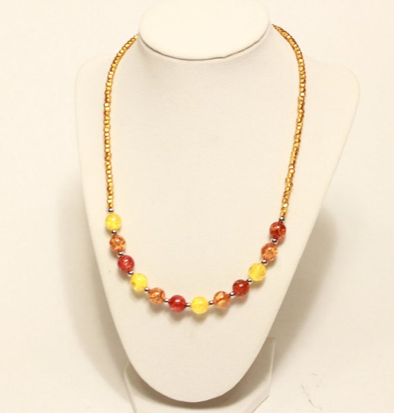 Items Similar To Autumn Colors Glass Bead Necklace On Etsy